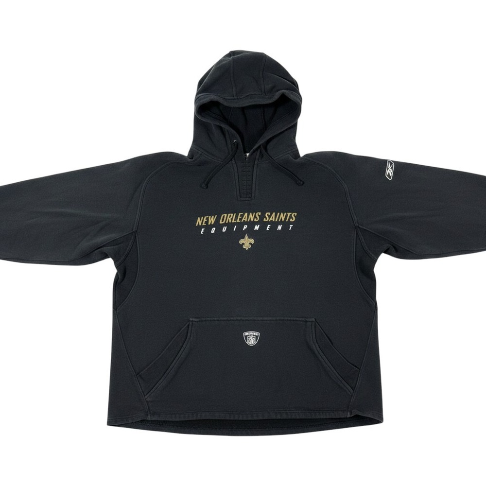 Reebok New Orleans Saints Hoodie Large Black NFL Equipment Fleece Cotton Blend